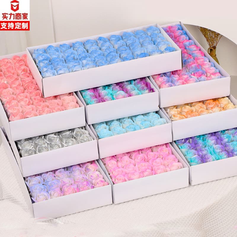 Artificial preserved flower soap rose heads, Valentine's Day spray-painted soap flower gift box, handmade decorative soap flowers, creative soap flowers.