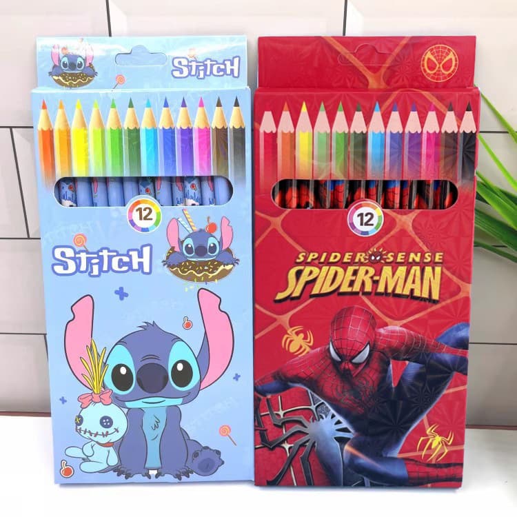Cross-border Stitch 12-color lead children's painting graffiti pen Marvel Spider-Man 12-color pencil gift