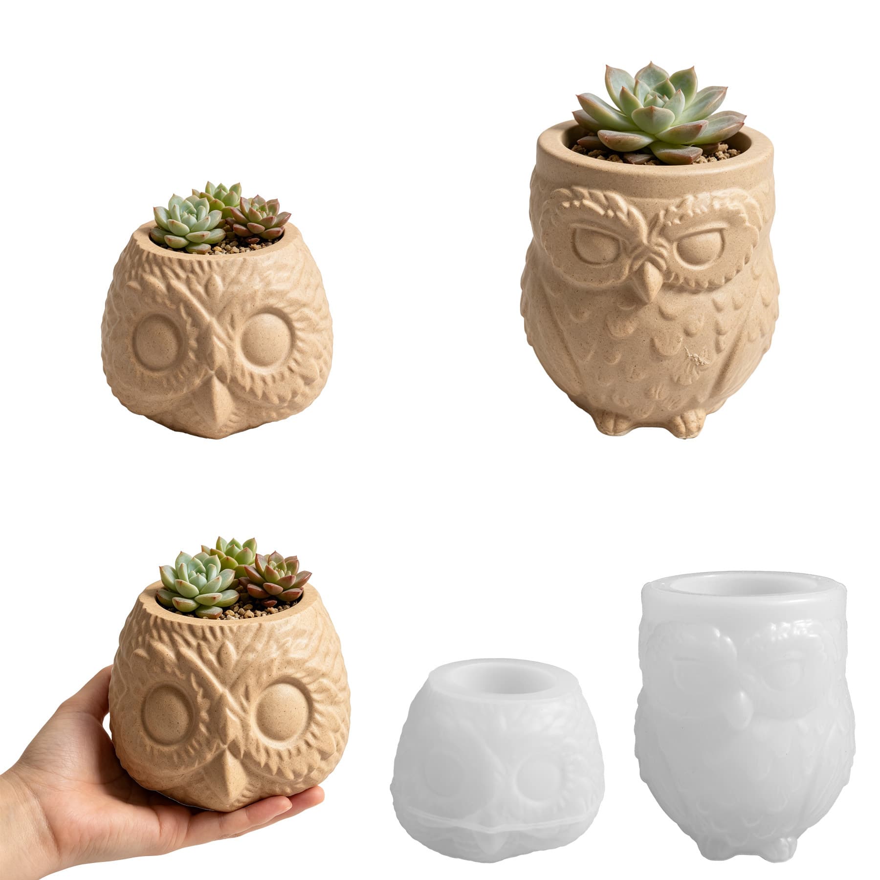 New Cross-border Owl Candle Cup Storage Cup Resin Silicone Mold Epoxy DIY Halloween Plaster Flower Pot