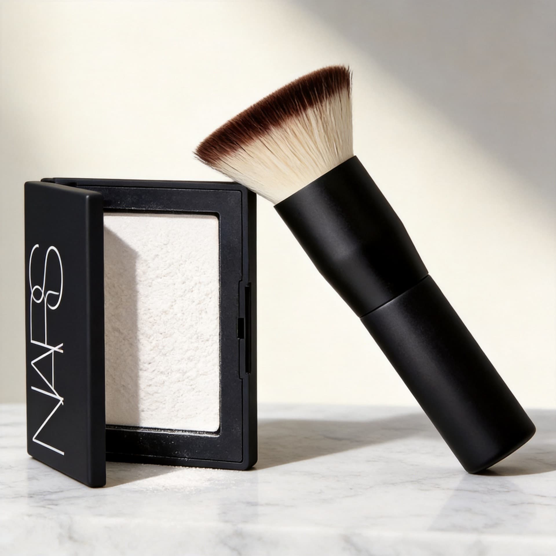 New Single Flat Top Powder Brush Blush Brush Black Chubby Makeup Brush Professional Makeup Tool with Bag