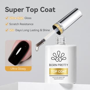 BORN PRETTY Nail Art Ultra-Shiny Crystal Top Coat, No-Wipe High Hardness Reinforced Tempered Top Coat Functional Gel