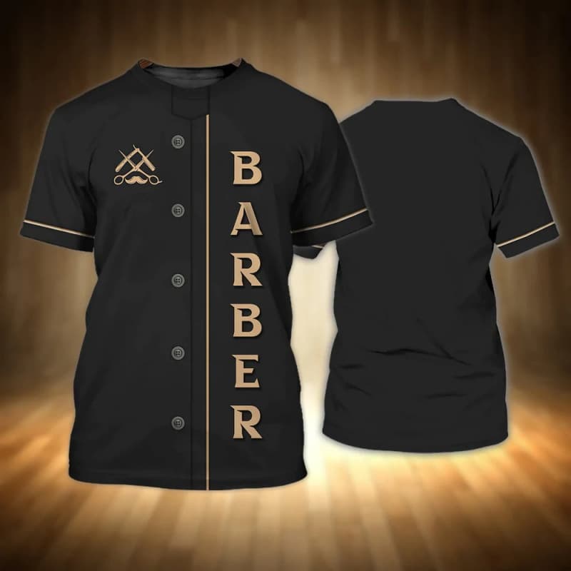 Amazon Overseas Warehouse Cross-Border Express Delivery Hot-Selling Barber 3D Printed Men's T-Shirt Short-Sleeved Fashionable Men's Top