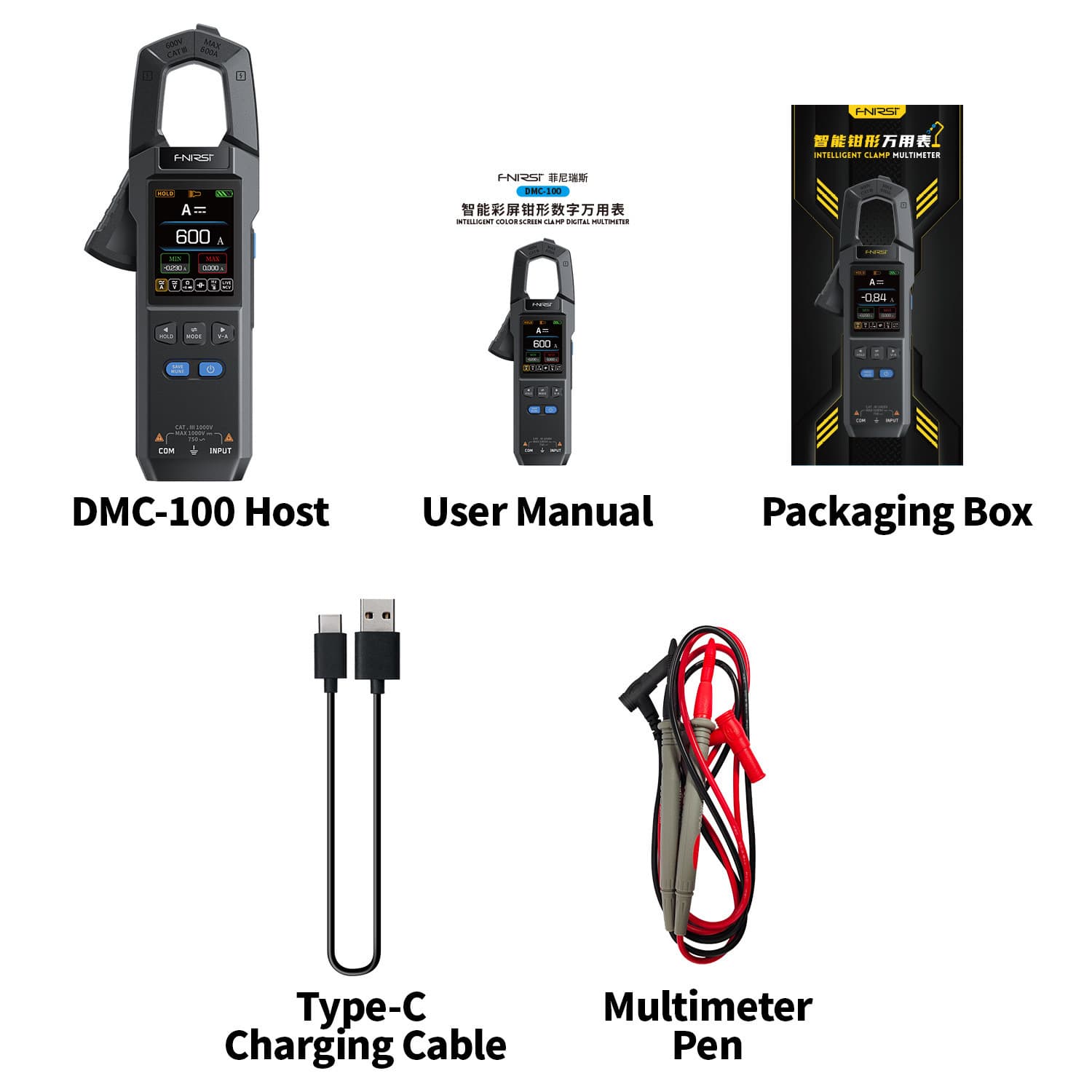 FNIRSI DMC-100 Clamp Multimeter Fully Automatic Smart High-Precision Clamp Meter Ammeter Universal Meter