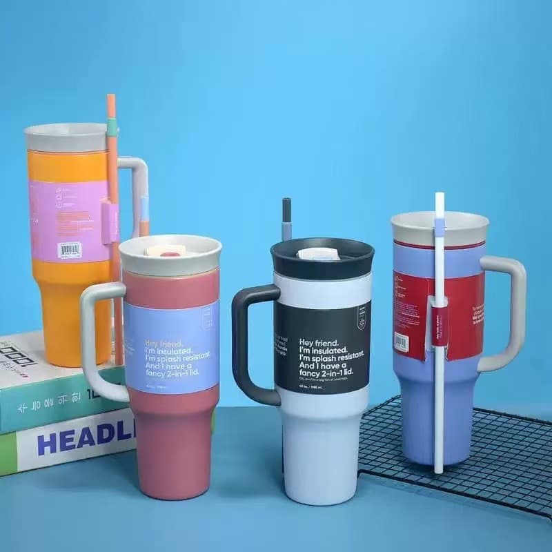Cross-Border 304 Stainless Steel Insulated Cup, Large Capacity, Handle Straw Cup, Giant Ice Cup, Car Cup