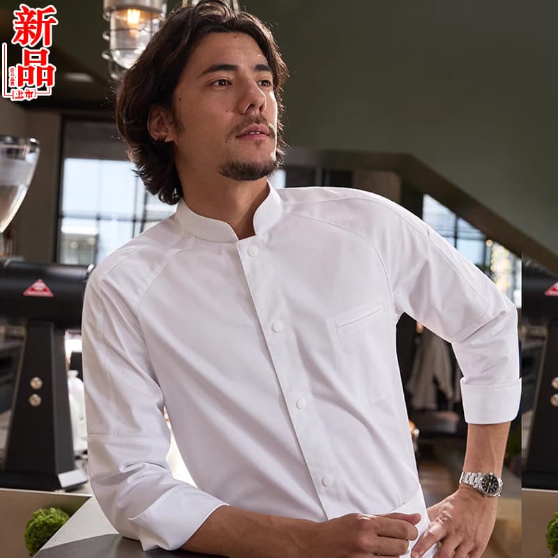 Long-Sleeve Chef Coat for Women, Autumn/Winter, for Western Restaurants, Bakeries, and Hotel Kitchens, Solid Color