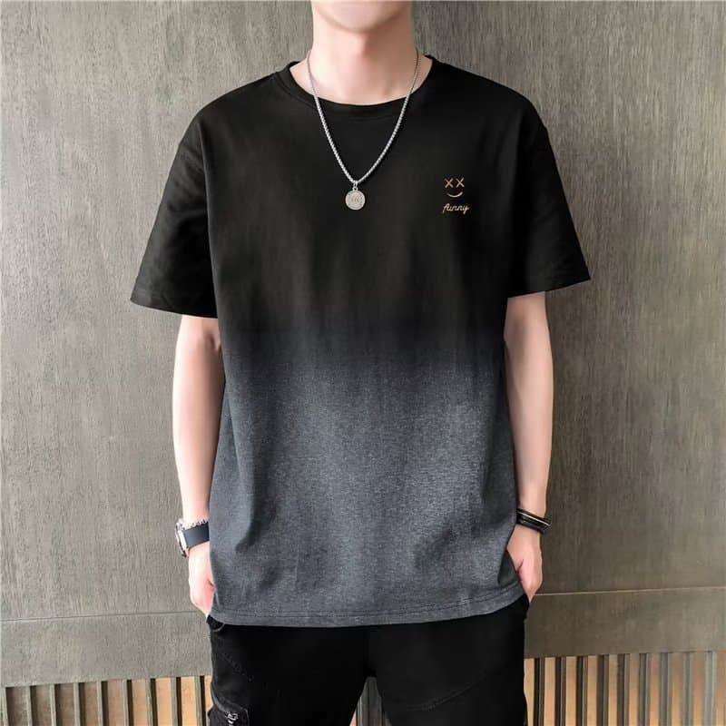 Summer men's gradient short-sleeved men's casual youth round neck T-shirt Korean style trendy men's T-shirt ins