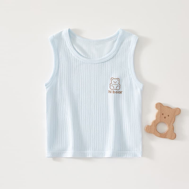 Summer Modal Sleeveless Vest for Boys and Girls, Thin T-Shirt, Cartoon Clothes for Infants and Toddlers, Breathable Short-Sleeve