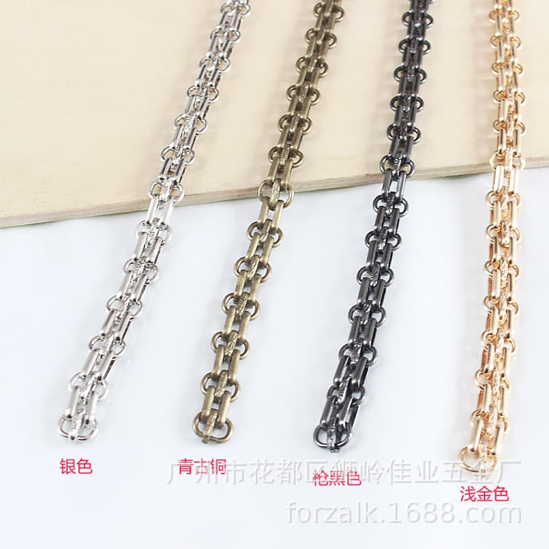 Guangzhou triple-row chain bag hardware accessories, bag metal decorative triple-row watch band iron chain