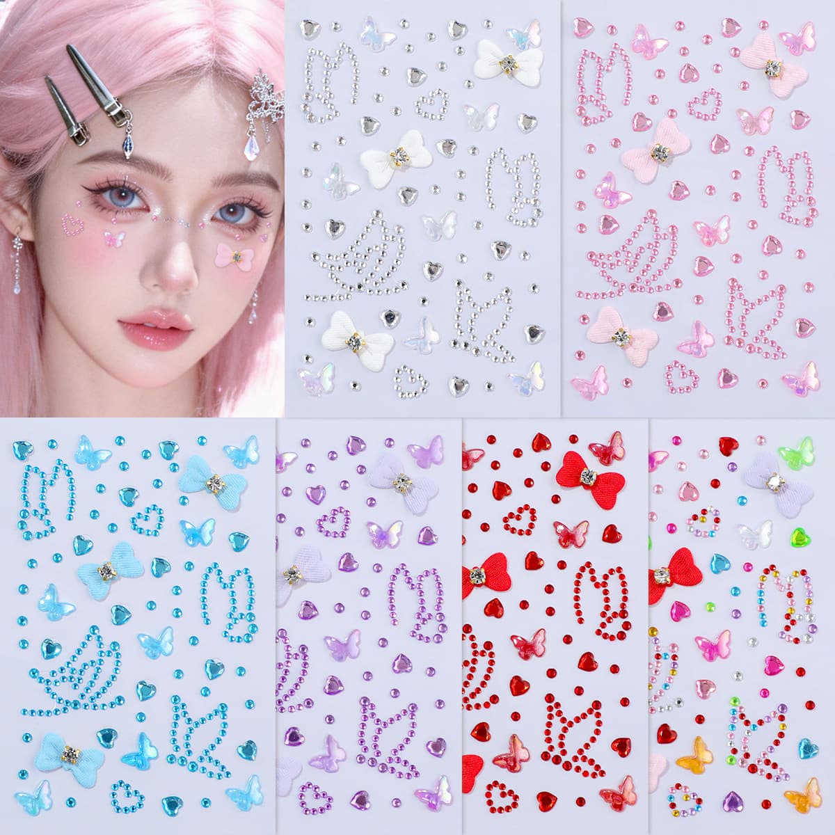 New Butterfly Diamond Concert Stage Makeup Creative Sticker Bow Diamond Sticker Face Decoration