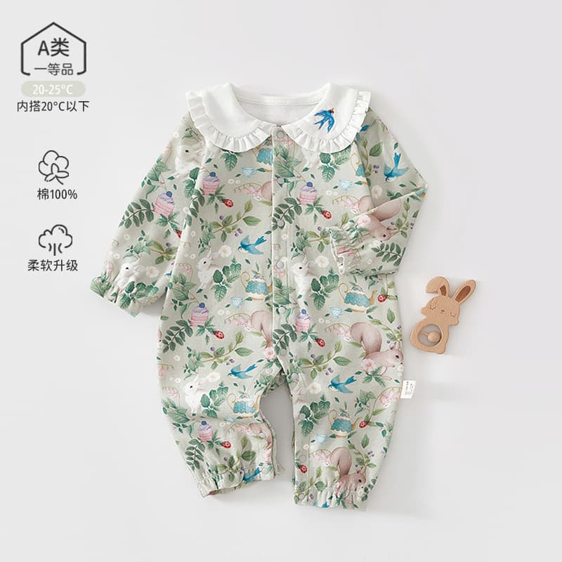 Baby one-piece pure cotton type A newborn baby romper newborn baby romper baby girl sweet outer one-piece romper