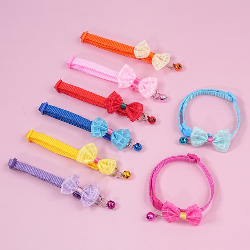 New Pet Mesh Bow Collar Cat Dog Accessories Factory Wholesale Pet Bow Decor