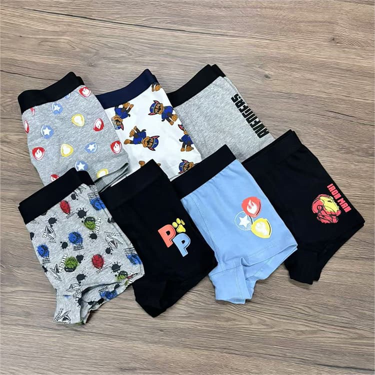Export Order Fine Combed Cotton Shorts Printed Underwear Boys Cotton Boxer Briefs Kids Cartoon Underwear