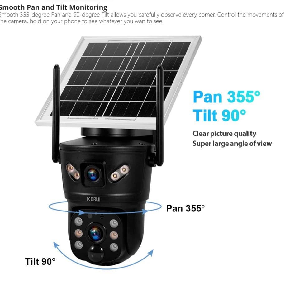 Solar Camera V380 HD 4G Wireless WiFi Network Camera Outdoor Dual Lens Monitor Infrared
