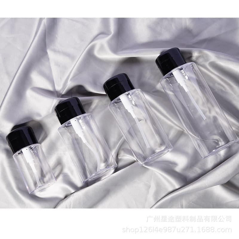 In stock: 120/150/200/300/500ml makeup remover bottles, PET plastic pump-type nail polish remover bottles.