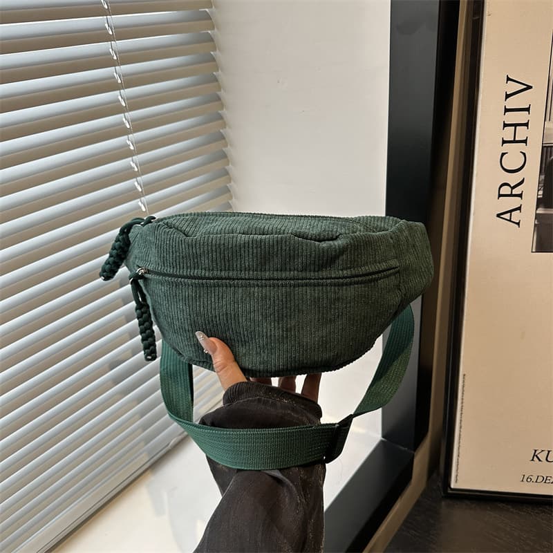 Women's Crossbody Bag 2025 New Fashion Corduroy Chest Bag Sports Single Shoulder Bag Minimalist Solid Color Large Capacity Crossbody Bag Trendy