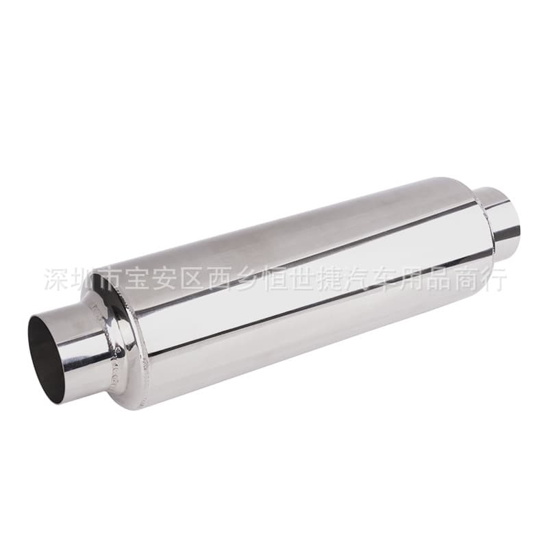 Car Mid-Section Modified Straight-Through Exhaust Drum Stainless Steel Muffler Mid-Tail Exhaust Drum 63mm Inlet Exhaust Pipe Tailpipe