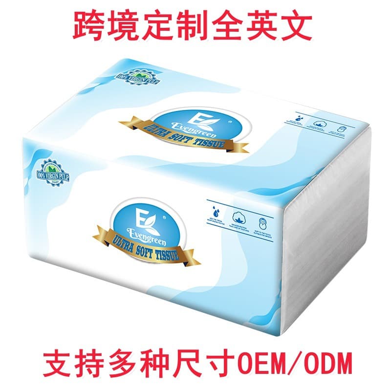 Bulk facial tissue, toilet paper, easily breakable when wet, hand towels, mother and baby safe, cross-border customization, OEM, all English packaging
