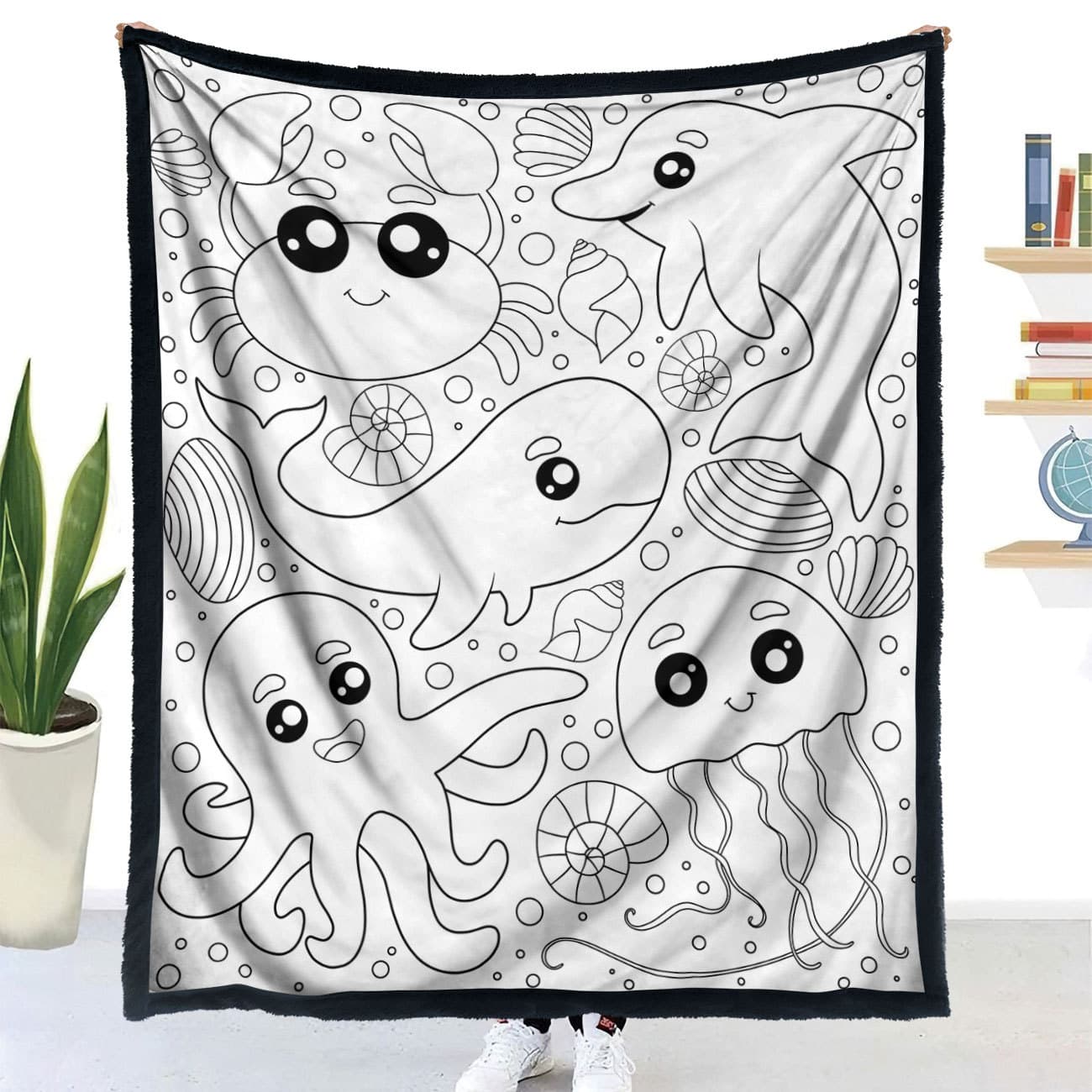 Cross-border DIY Coloring Blanket Hand-Painted Coloring Blanket Ocean Theme