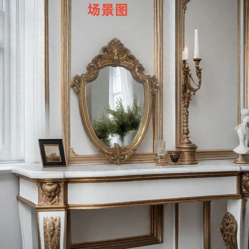 Picture Frame Decor Living Room Vanity Mirror, Handcrafted Bedside Bedroom Artwork Ornament Hanging Mirror-specific Frame