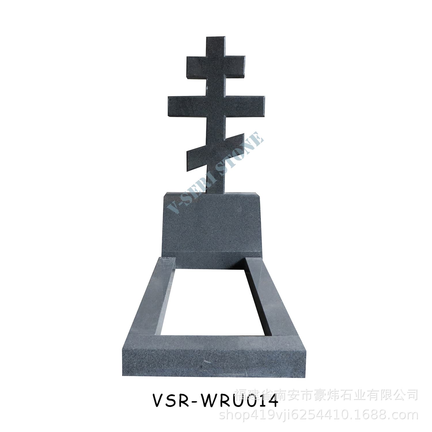 Custom granite headstone manufacturer, gray cross Russian headstone, export packaging