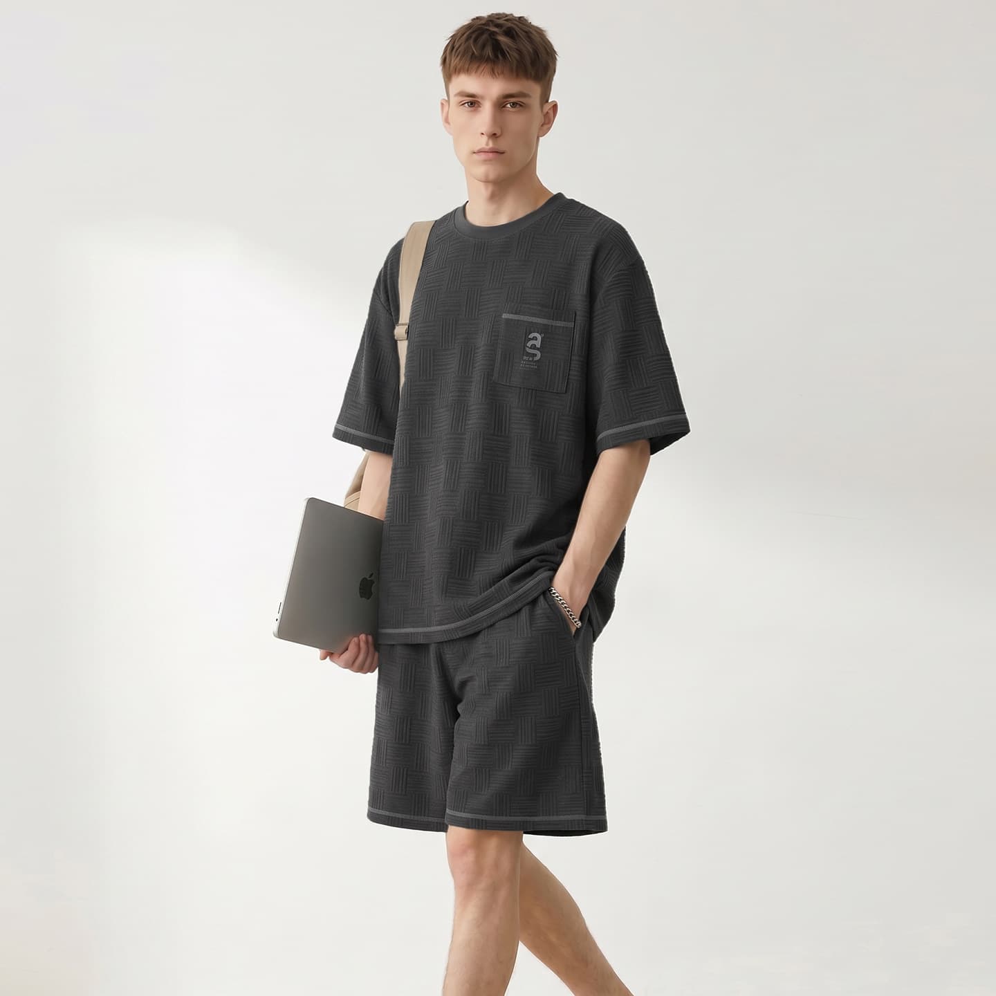 Cotton Pajamas for Men Summer Short Sleeve Shorts Round Neck Pullover Loose Casual Fashion Wear Out Teen Set