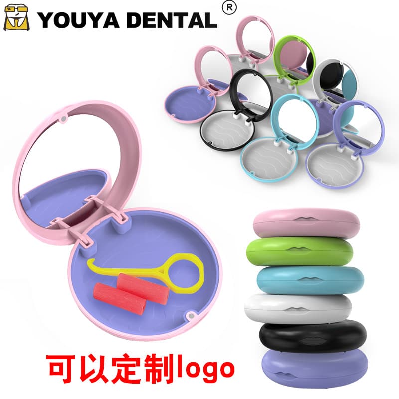 Portable Round Invisible Orthodontic Retainer Case Mirror Dental Tray Storage Box For False Teeth