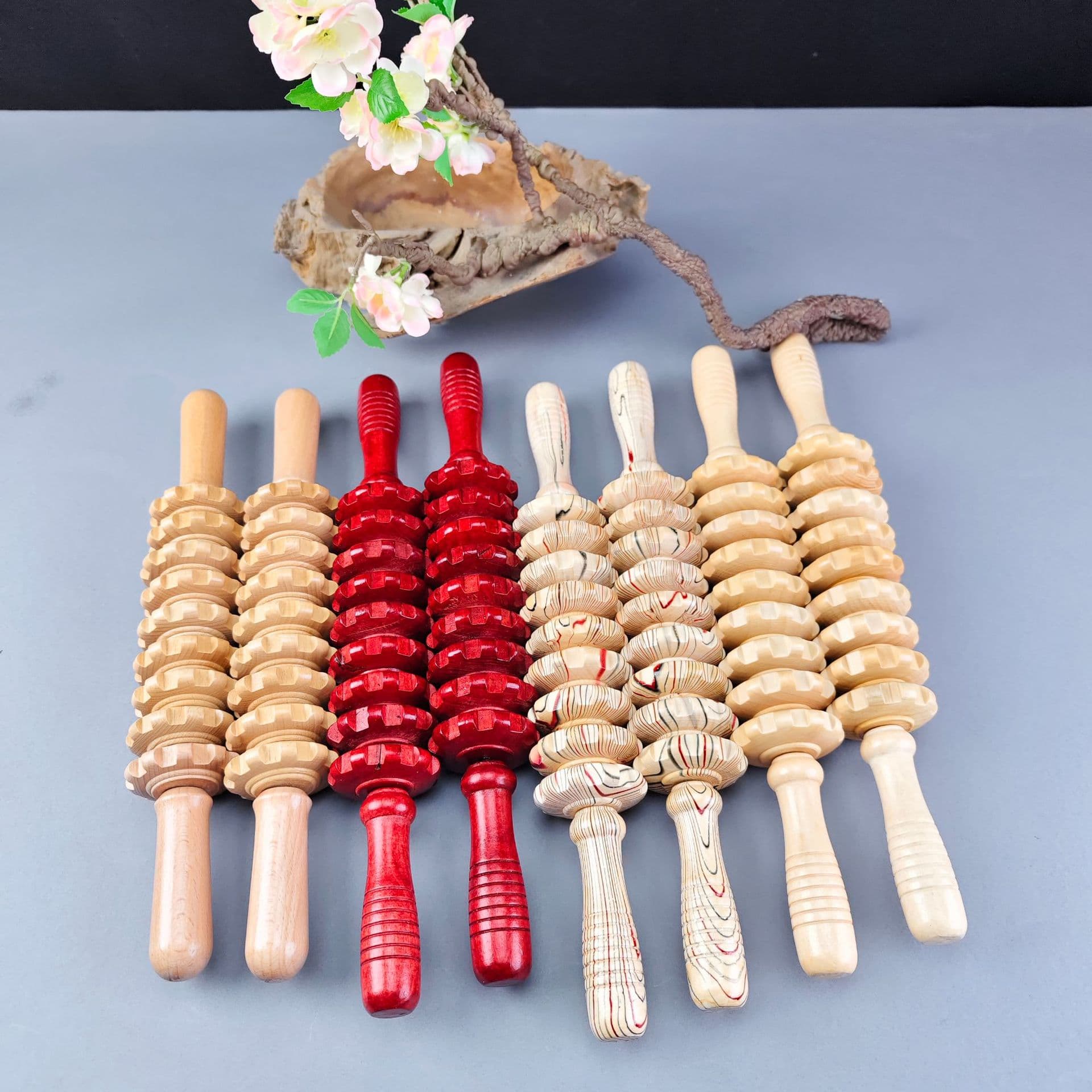Wooden massager nine-wheel massage stick wooden fitness supplies solid wood multifunctional abdominal massage meridian massager