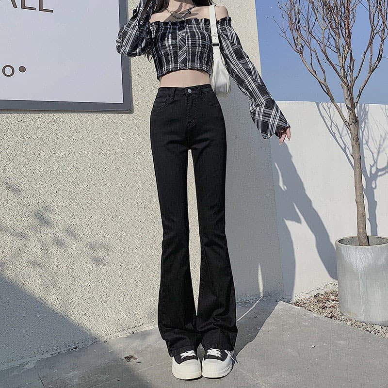 American Style Unique Spring Autumn New Flared Jeans for Women Stretchy Slimming Hot Flared Horse Hoof Jeans
