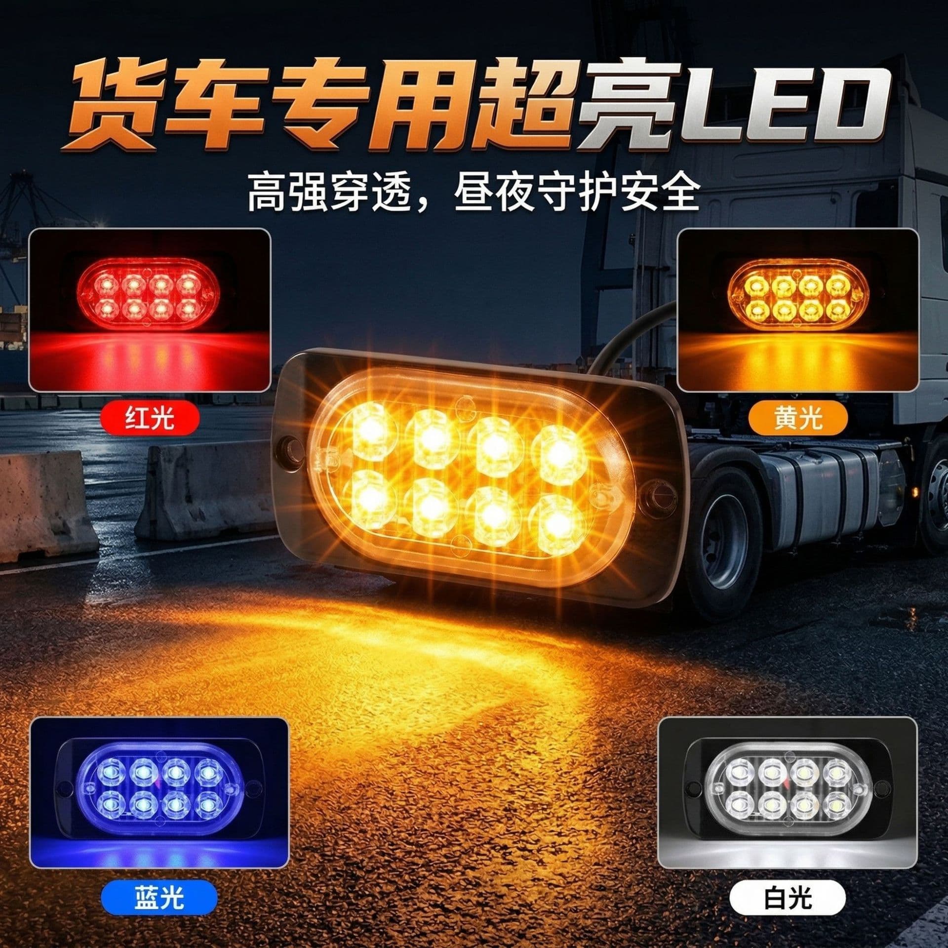 Best-selling 8-Light Constant-On Light, Grille Flashing Light, Ultra-Thin Side Light, 12V-24V, Truck Side Light