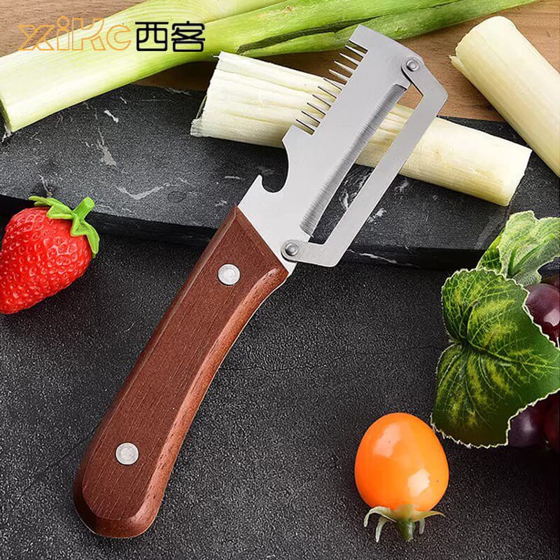 Kitchen Multi-Function Peeler 3-in-1 Green Onion Slicer, Peeling Knife, Bottle Opener, Vegetable Cutter Tool Factory Wholesale