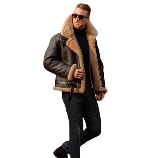 Amazon AliExpress Men's Wear Thickened Dark Brown Fur-Integrated Long Sleeve Fur Coat