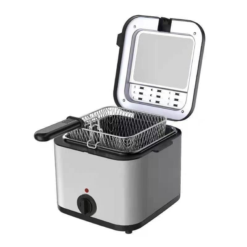 Cross-border electric fryer, 2.5L capacity, large-capacity electric fryer, suitable for street vendors and commercial use, for frying chicken, fries, and skewers, single-cylinder frying machine.
