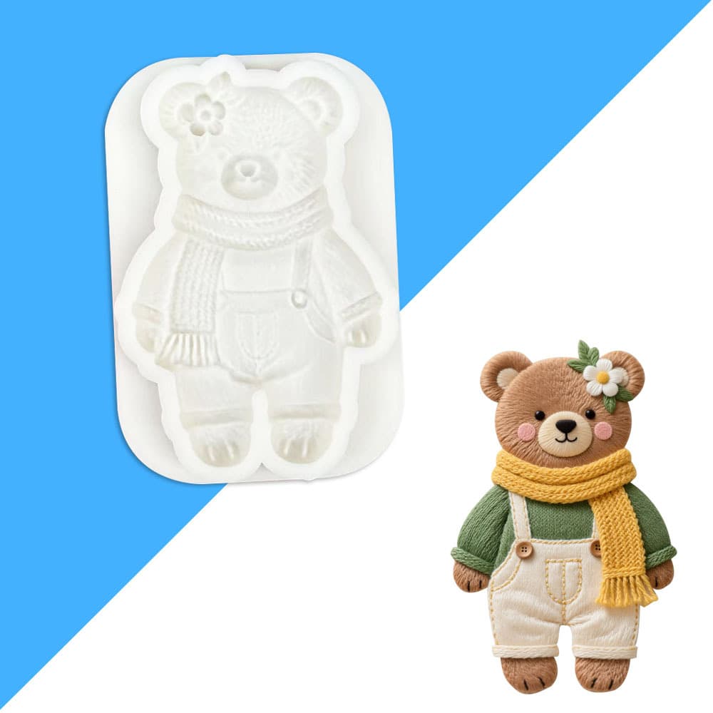 New Flower Bear Fondant Silicone Mold DIY Chocolate Cake Baking Mold Biscuit Mold
