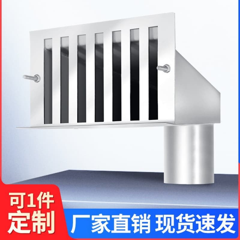 Stainless steel side-drain rainwater hopper, type 87, side-entry parapet wall rainwater inlet, round or square opening, floor drain, through-wall funnel.