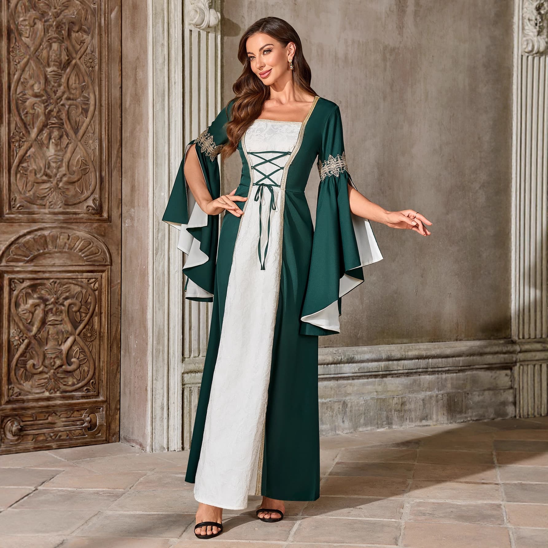 Cross-border Trade Women's Elegant Long Dress Gown Amazon Europe and America Halloween Cosplay Role-Playing Stage Costume