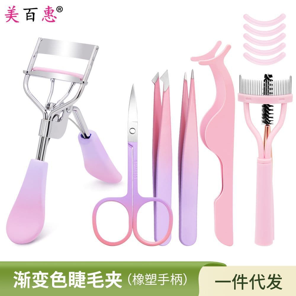 Cross-border eyelash curler manual eyebrow trimmer stainless steel eyebrow curler comes with replacement rubber pad beauty tool set