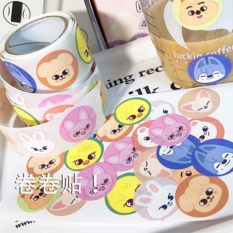 Xiaohongshu recommends cartoon cute tape stickers ins decorative seal stickers wall stickers roll roll stickers 200 pieces