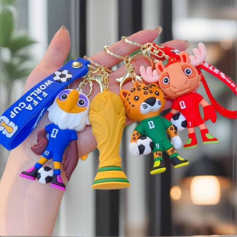 Cross-Border USA-Canada-Mexico World Cup Mascot Keychain Pendant Cute Cartoon Doll Keychain Small Gift Wholesale