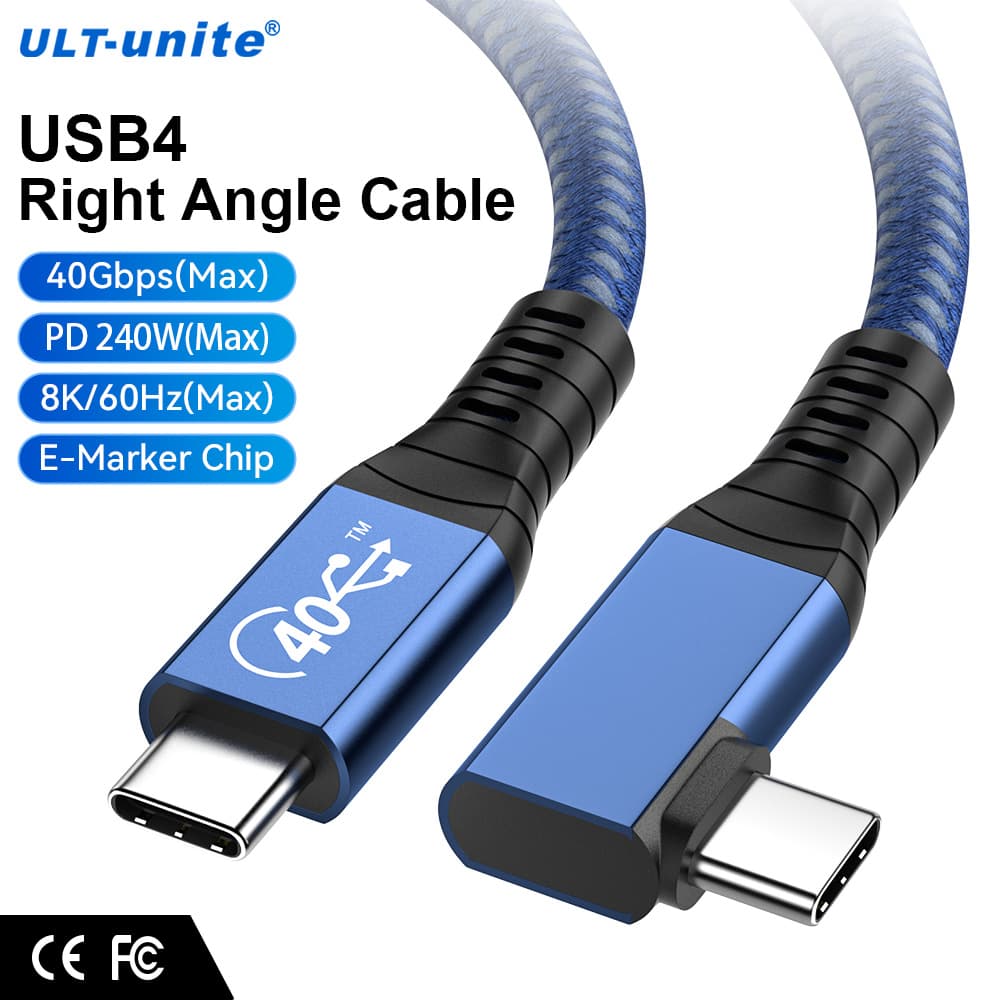 USB4 Type-C L-Shape Angle Cable 40Gbps Compatible with TB4