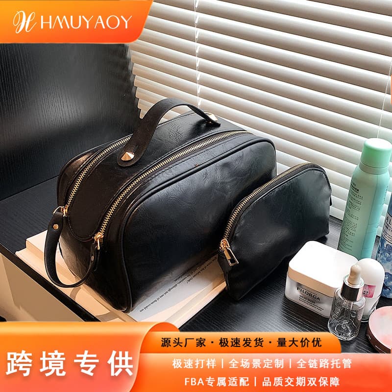 Original Factory Direct Supply Cosmetic Bag, New Printed Travel Large-Capacity Toiletry Bag, Skincare Storage Bag with Geometric Pattern
