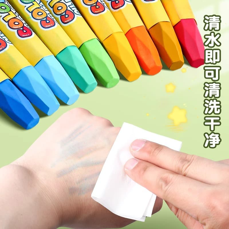 Deli Oil Pastels 24 Colors for Kids Kindergarten Non-Smudge Crayons Washable Colored Pens for Elementary Students
