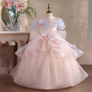 Children's Dress Stunning Girls High-end Luxury Niche Host Birthday Girl Princess Dress Piano Performance Costume