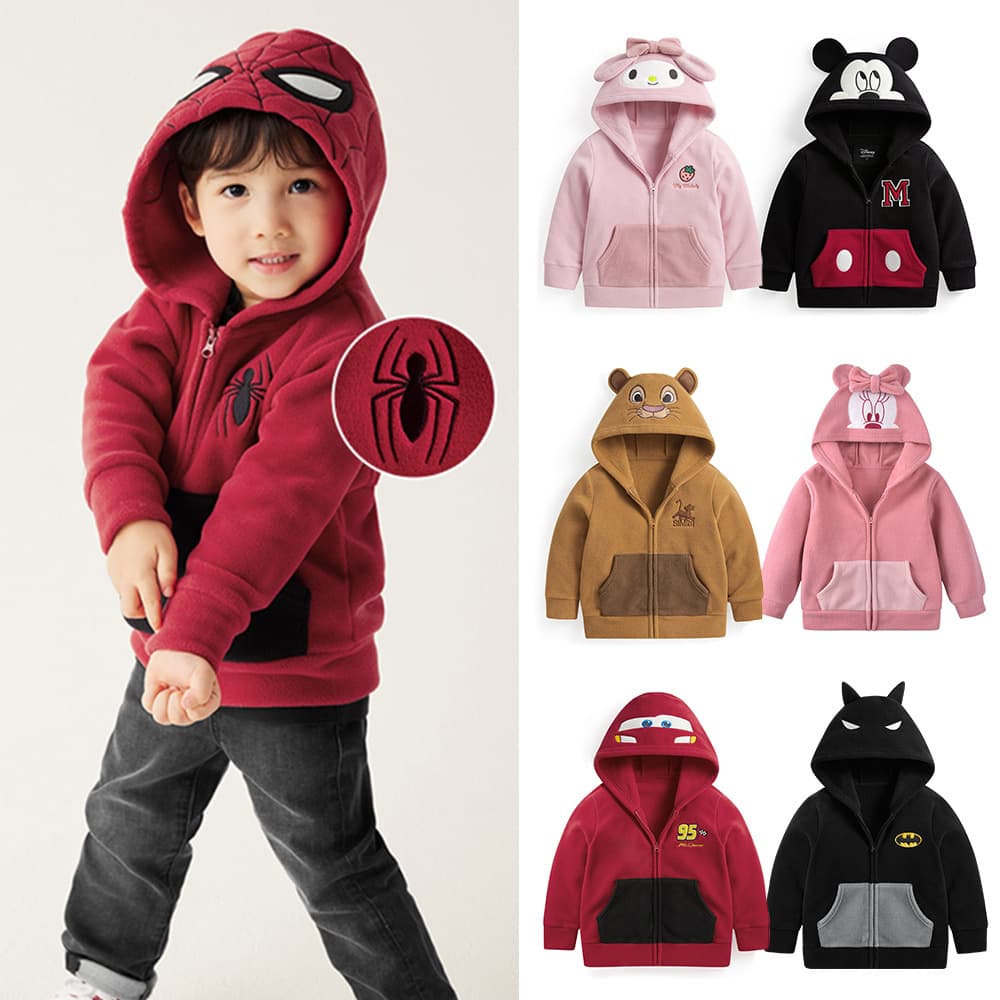 2025 New Warm Zipper Jacket Cartoon Kids Children's Fleece Jacket Autumn Winter Boys Girls Hooded Top