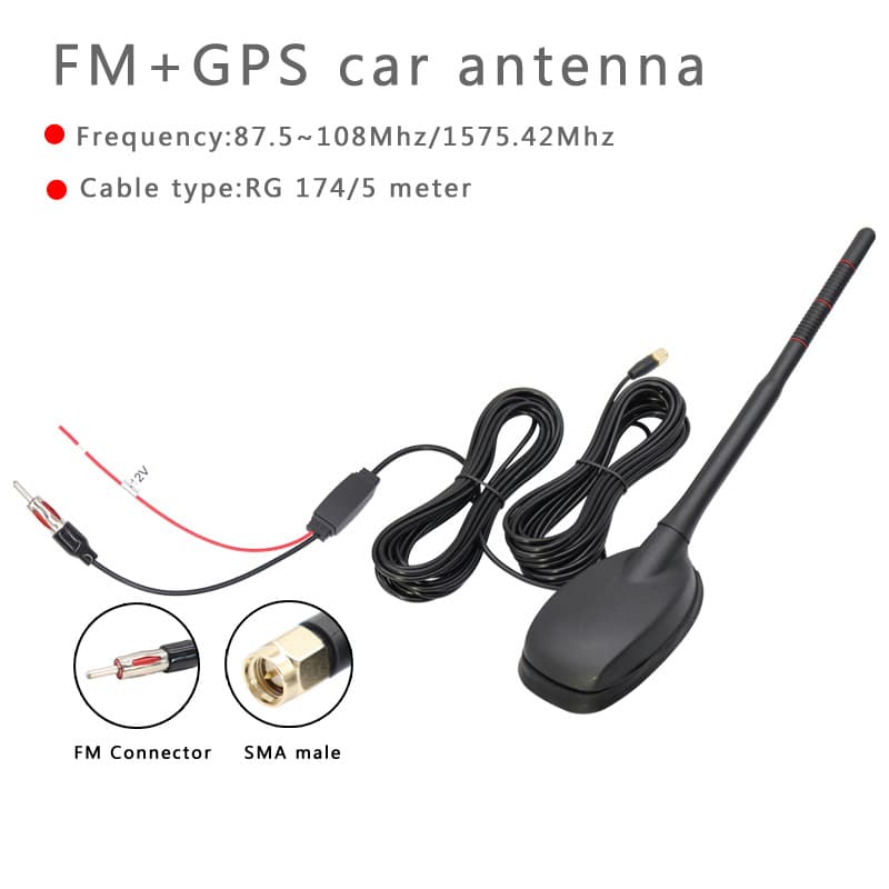 Multi-functional antenna combination GPS+FM/AM+DAB for car radio amplifier antenna
