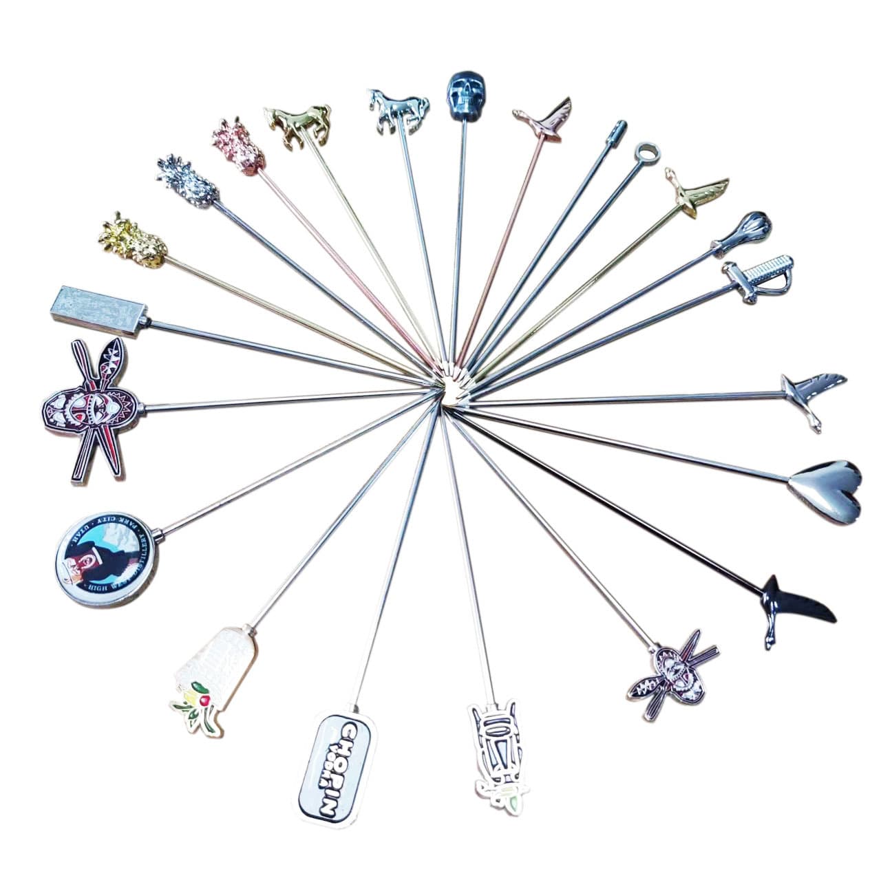 Stainless Steel Cocktail Picks, Creative Decorative Pineapple Head Fruit Needles, Stainless Steel Beverage and Fruit Forks for Bars