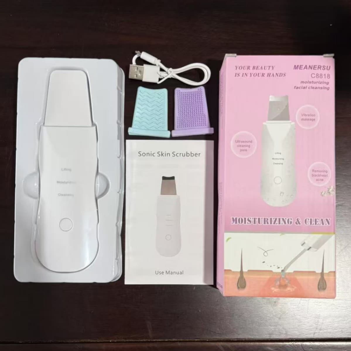 Ionic Blackhead Extractor Facial Rejuvenation Pore Cleansing Ultrasonic Skin Spatula, Home Beauty Device Facial Cleanser