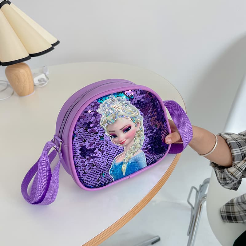 Kids Crossbody Bag for Kindergarten, Shoulder Bag for Girls, Princess Bag with Elsa Sequins, Personalized Matching Crossbody Bag