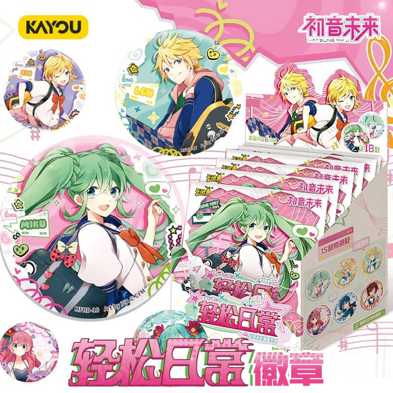 Kayou Official Hatsune Miku Badge Easy Daily Series Badges Academy Style Gold Stamped Merchandise Full Box