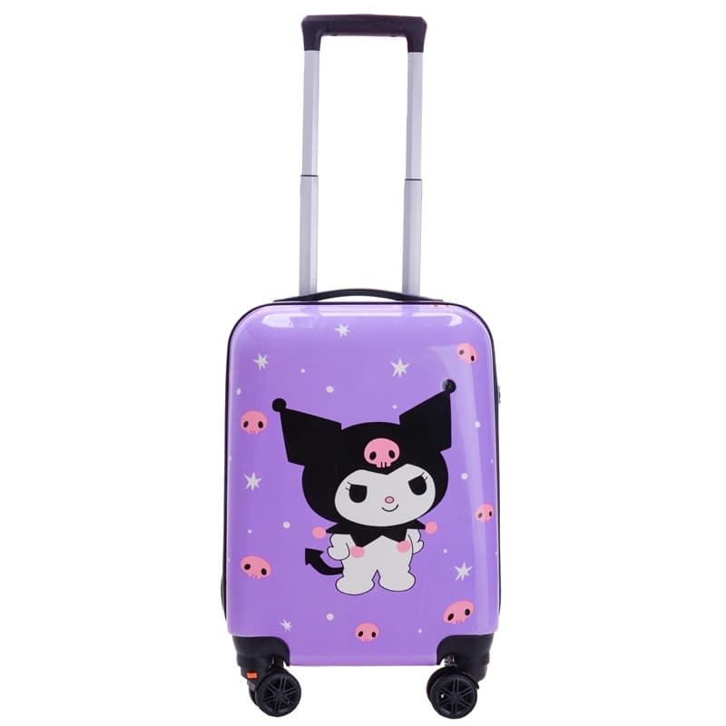 Kids' 18-inch Cartoon Luggage with Removable Wheels, Cute Kuromi Travel Suitcase, Password Lock Carry-On Case