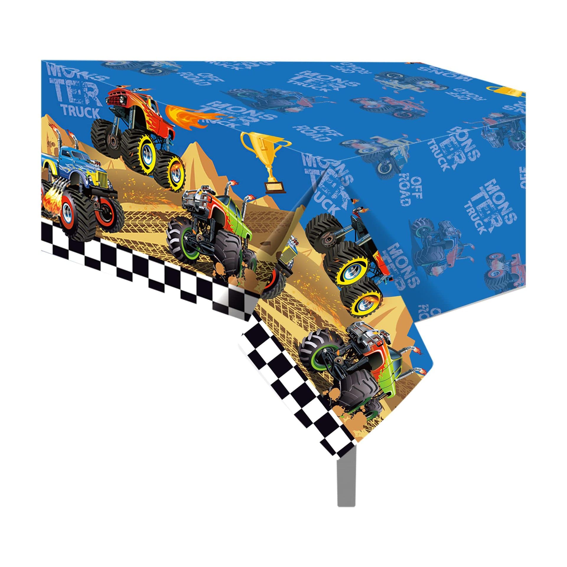 Cross-border Amazon truck theme blue waterproof tablecloth digital printing creative gift removable and washable factory direct sale